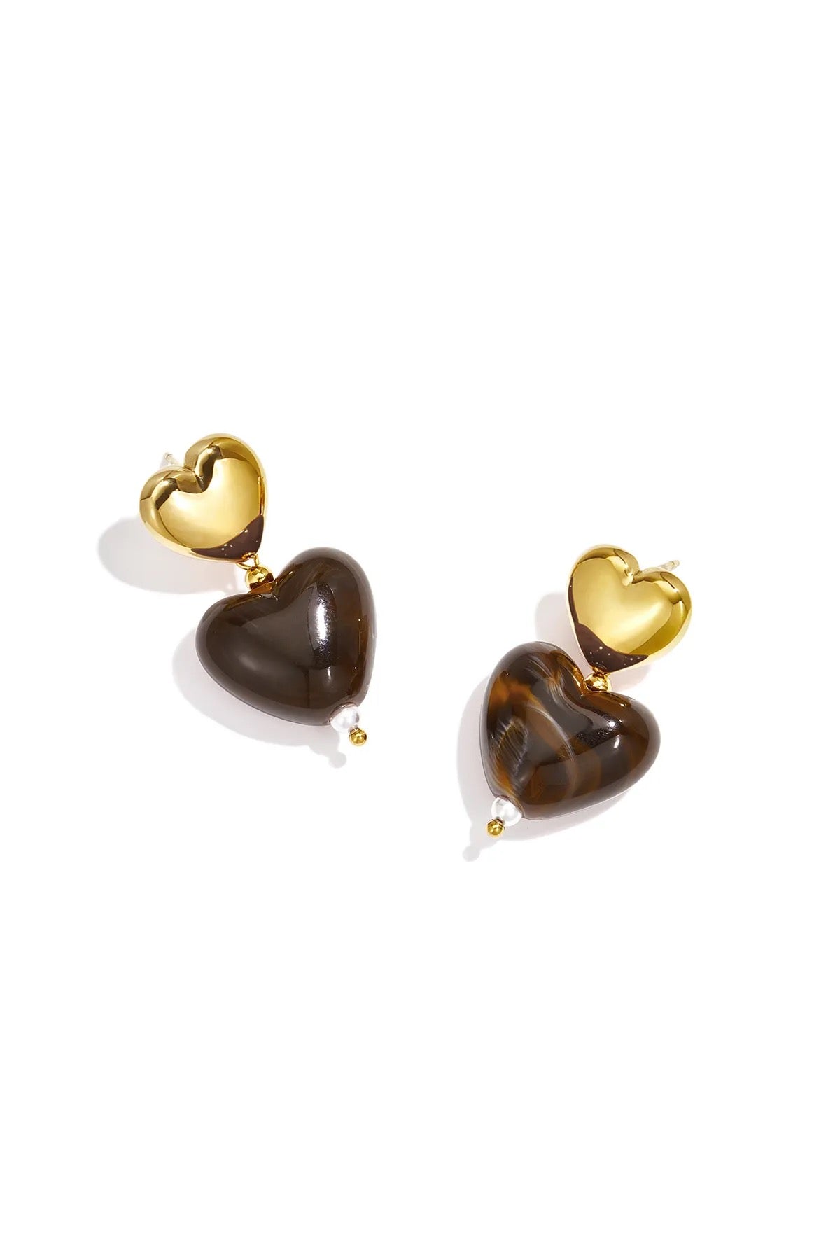 Amara Heart Oorbellen - bruin