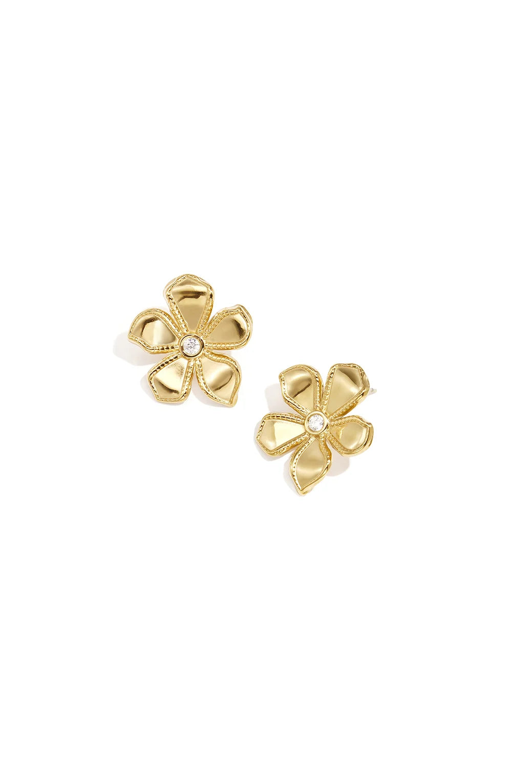 Anne - Fleur bloem oorbel knopjes - goud