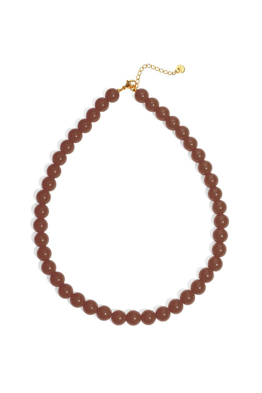 Mini bubbel kralen ketting - bruin