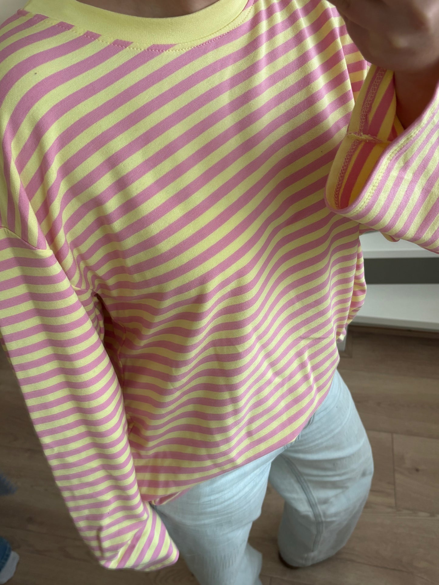 Stripe longsleeve geel/roze