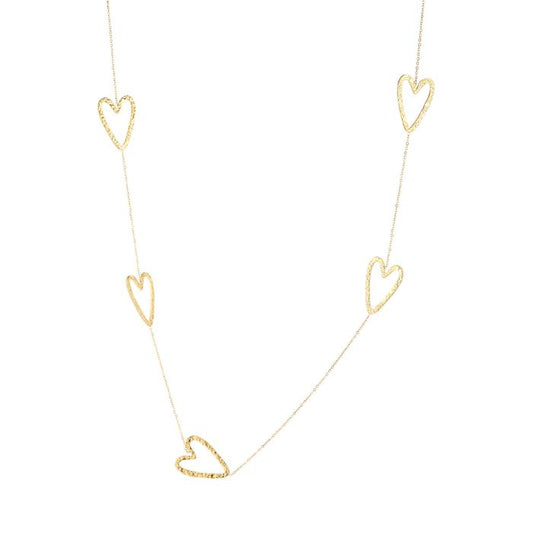 5 hartjes langs ketting - goud