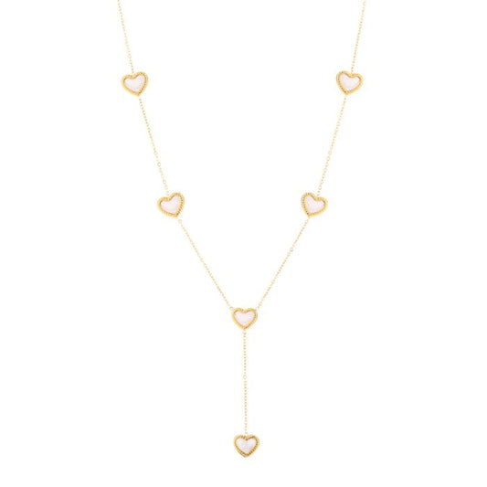 Y hartjes ketting- wit