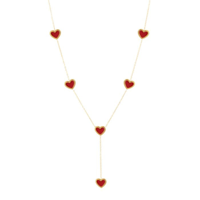 Y hartjes ketting - rood