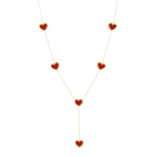 Y hartjes ketting - rood