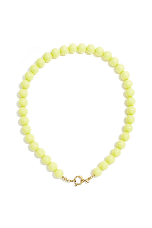 Bubbel kralen ketting met sluiting - pastel geel