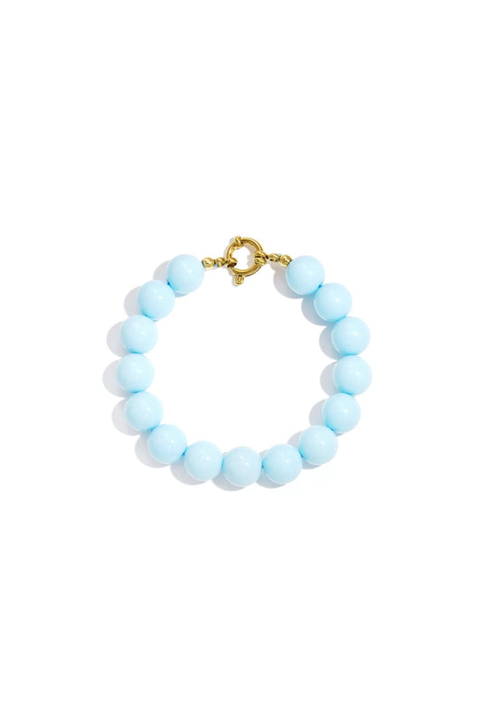 Bubbel kralen armbandje met slot - lichtblauw