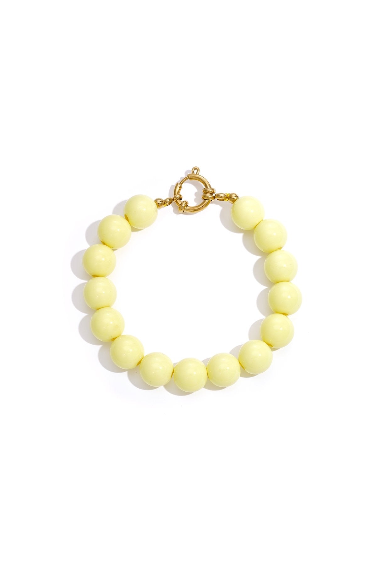 Bubbel kralen armbandje met sluiting - pastel geel