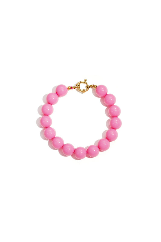 Bubbel kralen armbandje met sluiting - fel roze