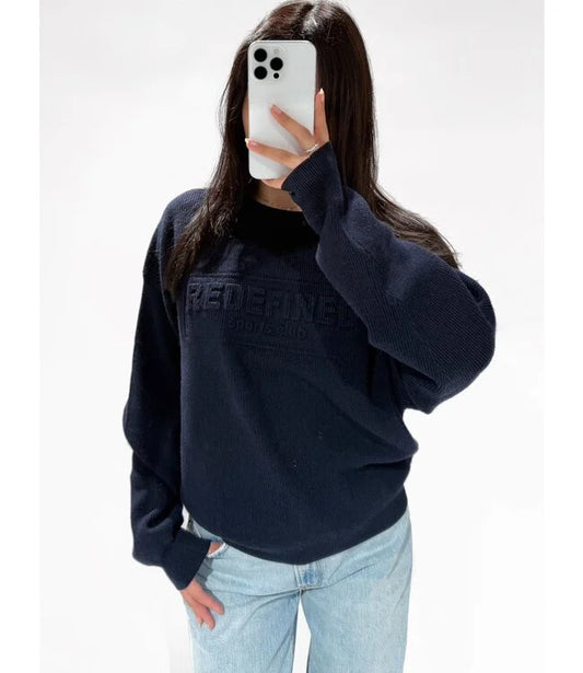 Redefined ribbed sweater – navy