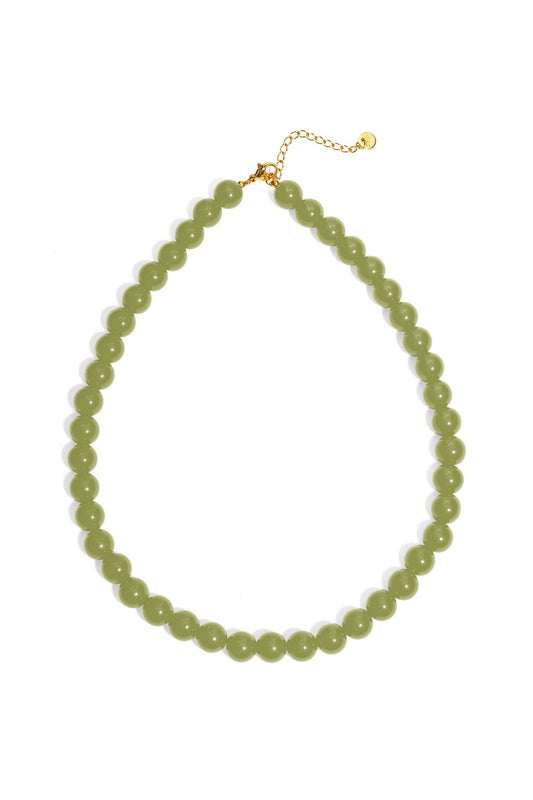 Mini bubbel kralen ketting - olijf groen